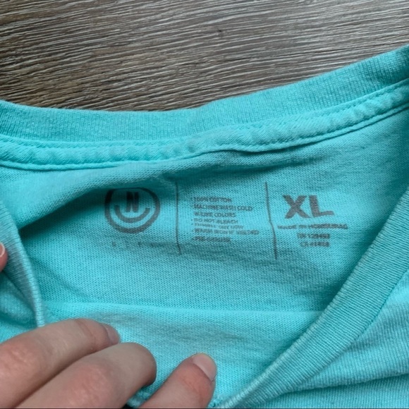 Neff Checkerboard Teal Blue Skater Snow Ski T-Shirt XL - Picture 6 of 7